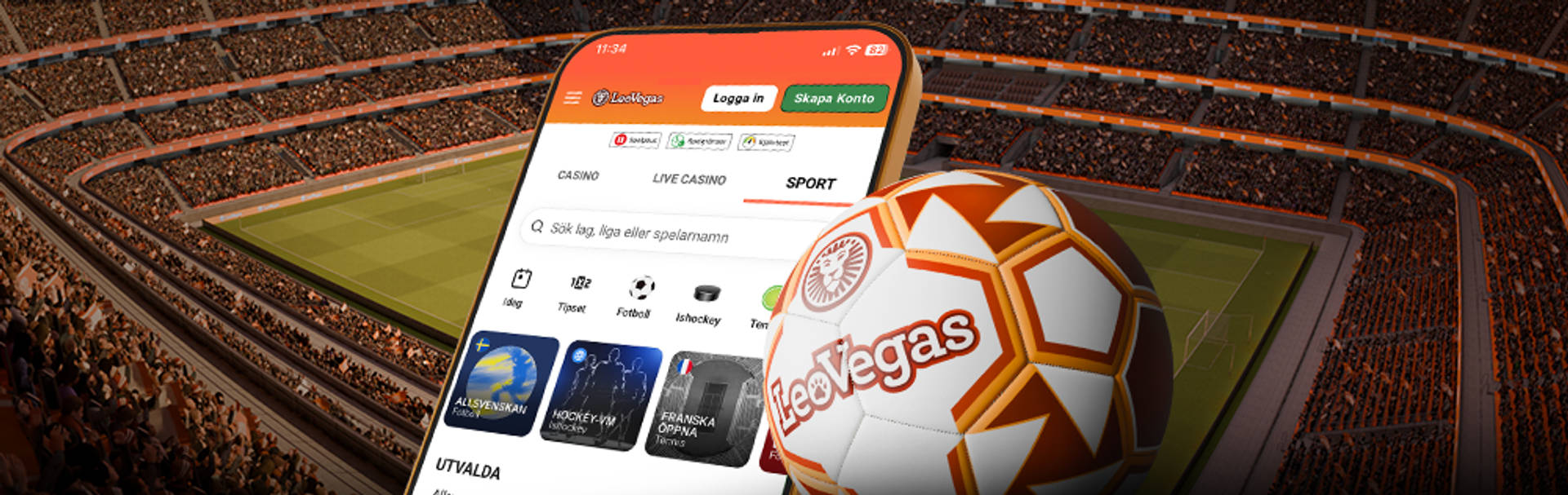 Välkomstbonus för sport på en fotbollsstadion.
