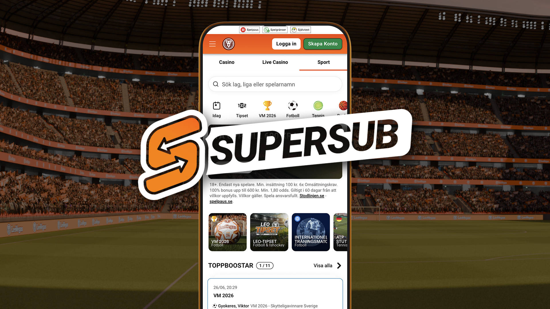 Telefon visar super sub.