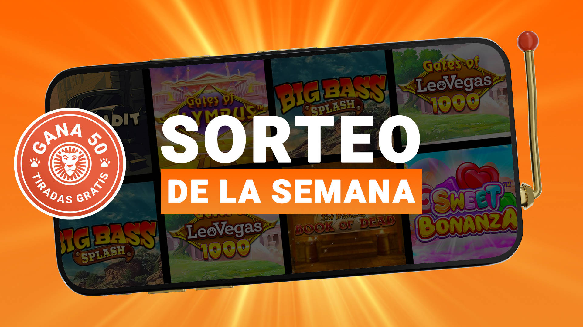 Sorteo de la Semana en juegos de tragamonedas; gana 50 tiradas gratis.