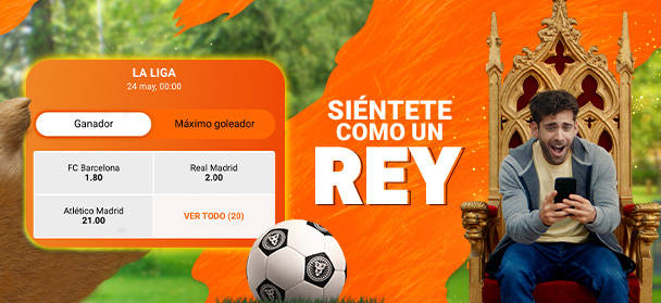 Bono de Bienvenida de hasta 200€ en LeoVegas con hombre celebrando y app de apuestas deportivas.