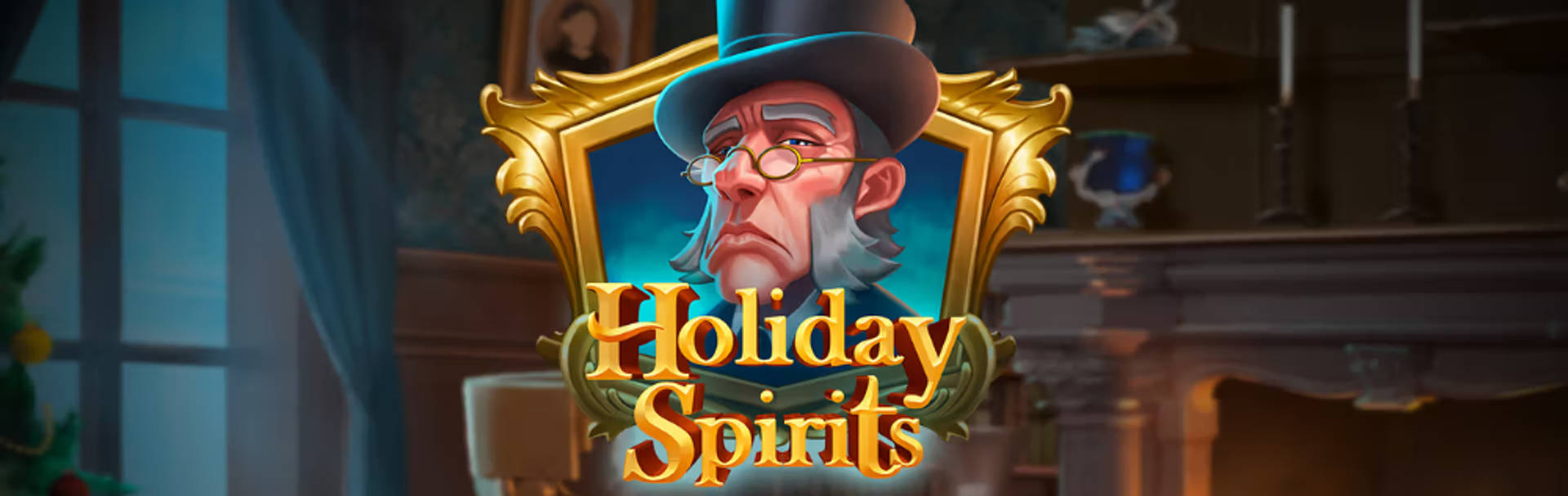 Holiday Spirits logo met een illustratie van een man met een hoge hoed en bril.