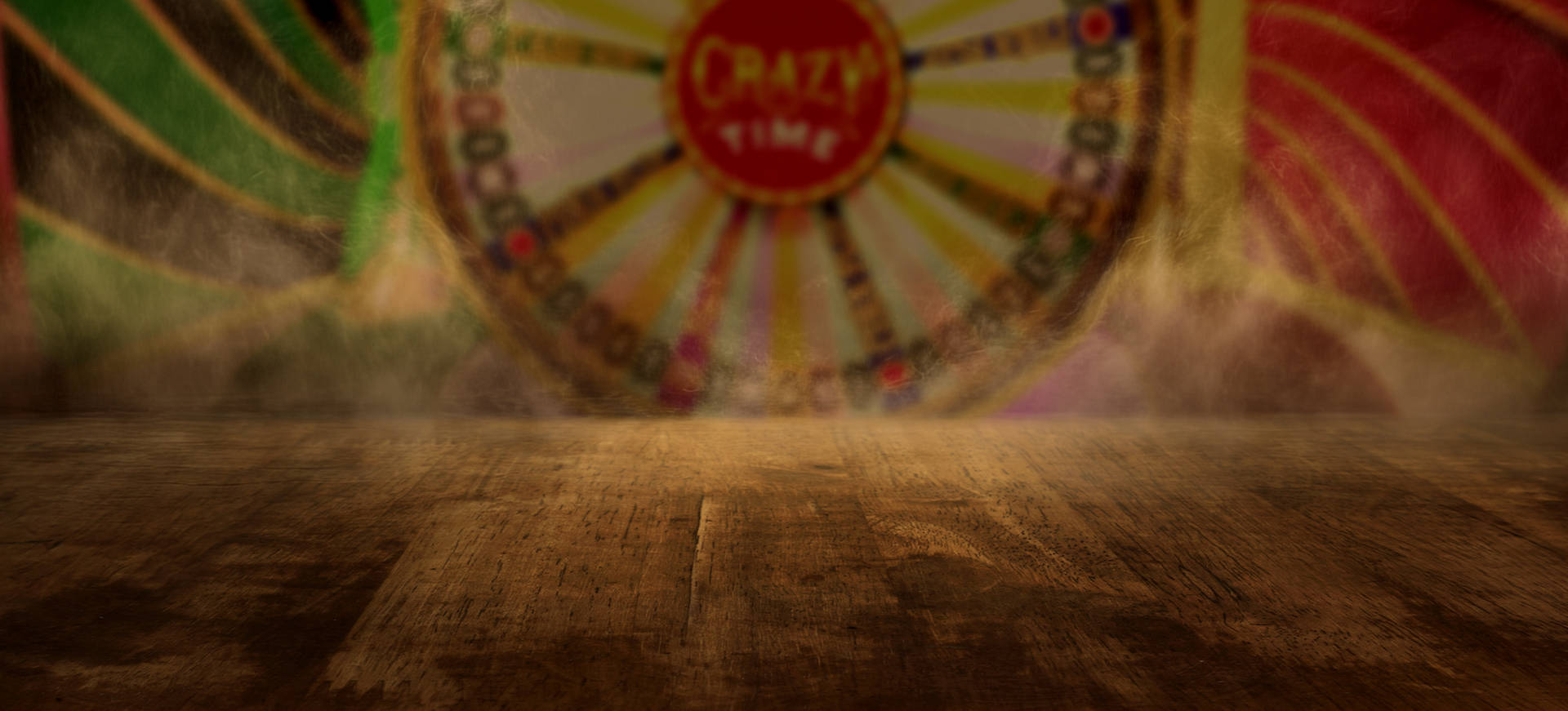 Achtergrond met een houten oppervlak en een rad van fortuin.