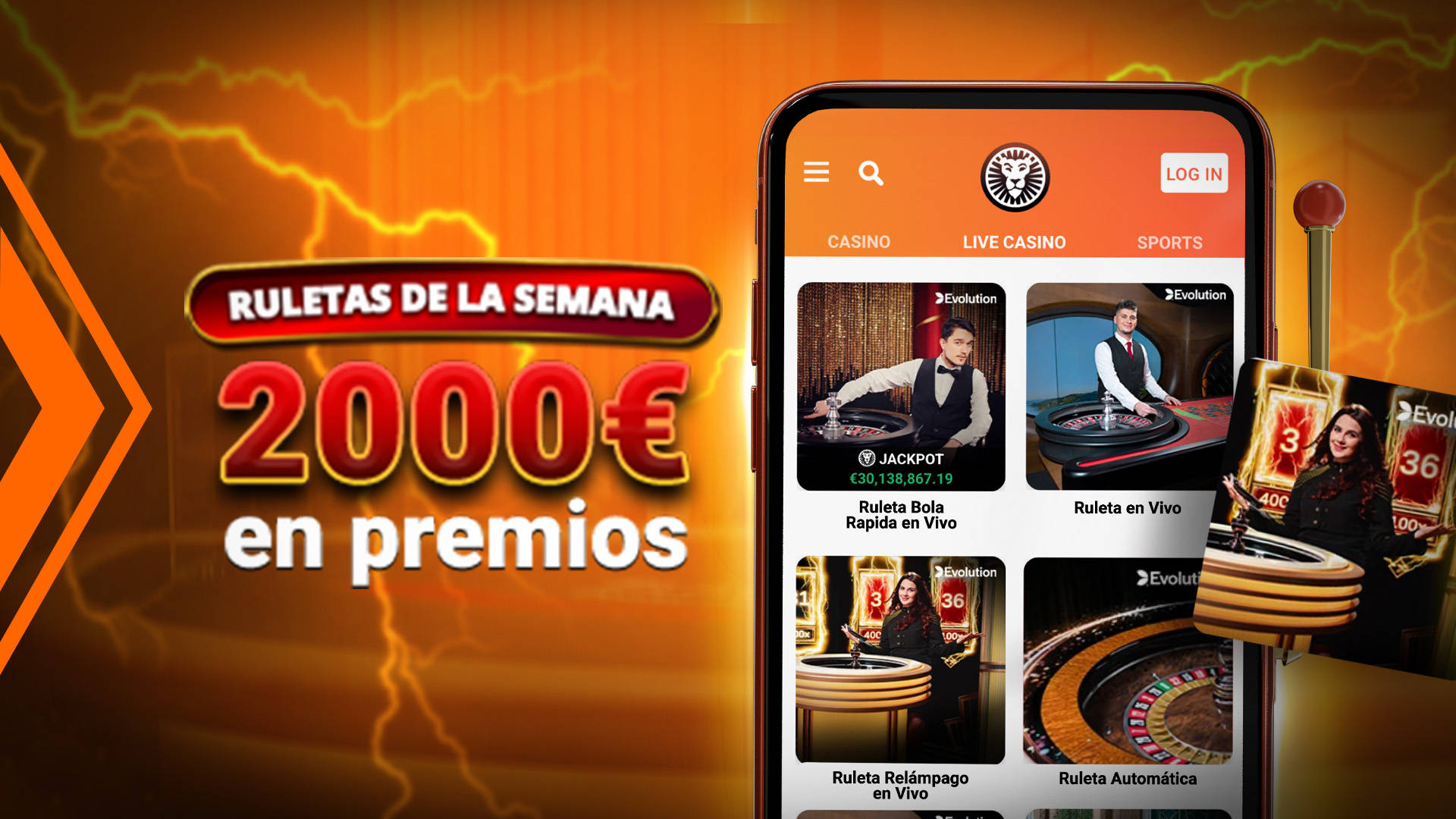 Ruletas de la Semana: 2.000€ en premios en la app de casino con ruleta en vivo y Ruleta Relámpago en Vivo.