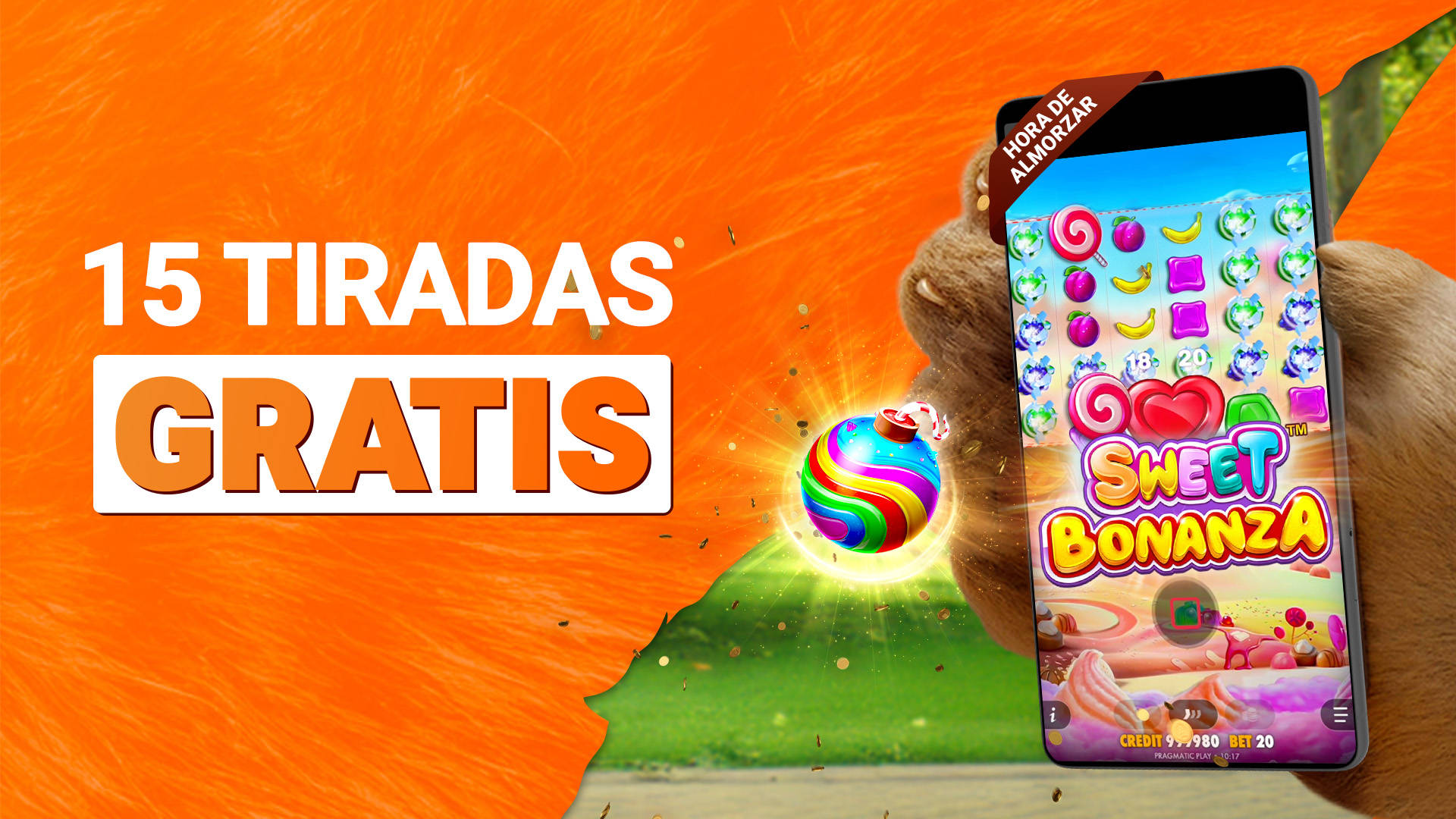 Hombre en trono jugando a tragamonedas Sweet Bonanza en su teléfono con la función Comprar.