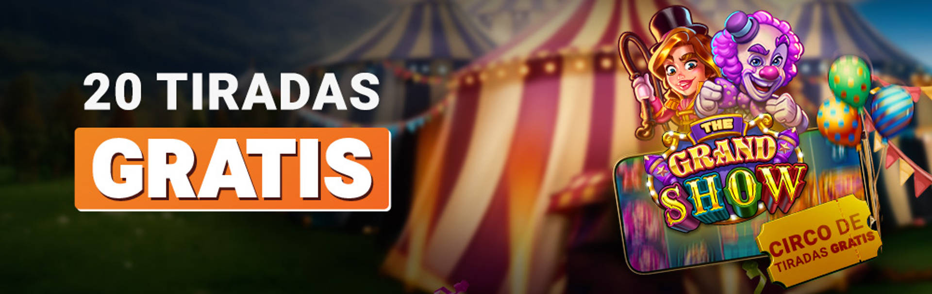 Circo de Tiradas Gratis en un teléfono móvil con temática de circo.