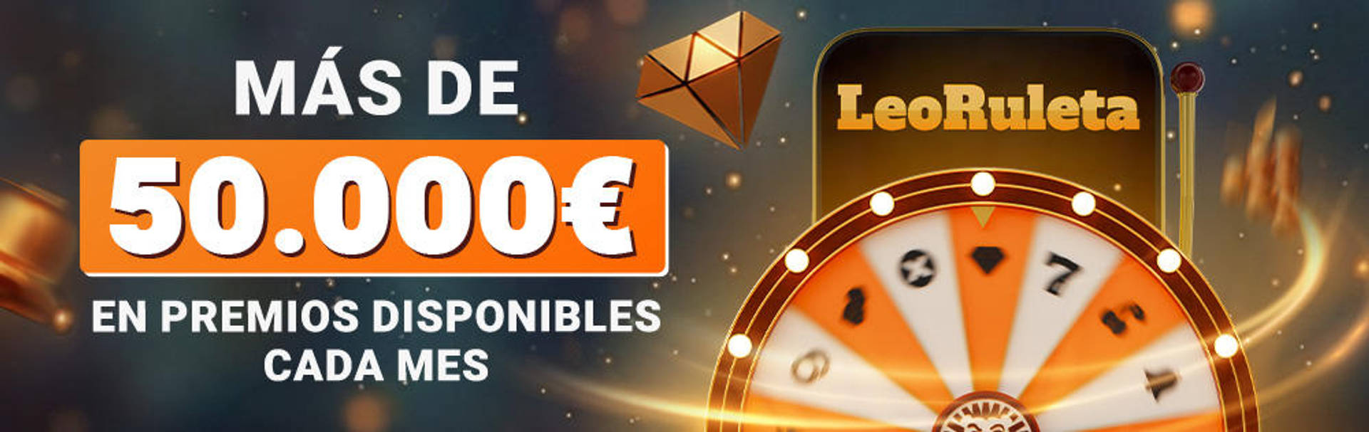 LeoRuleta ofrece más de 50.000€ en premios mensuales, incluyendo Tiradas Gratis y Juegos de Recompensa.