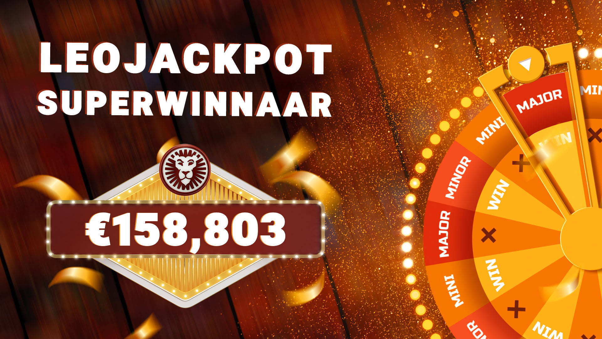 LeoJackpot Superwinnaar van €158.803 met een rad van fortuin.