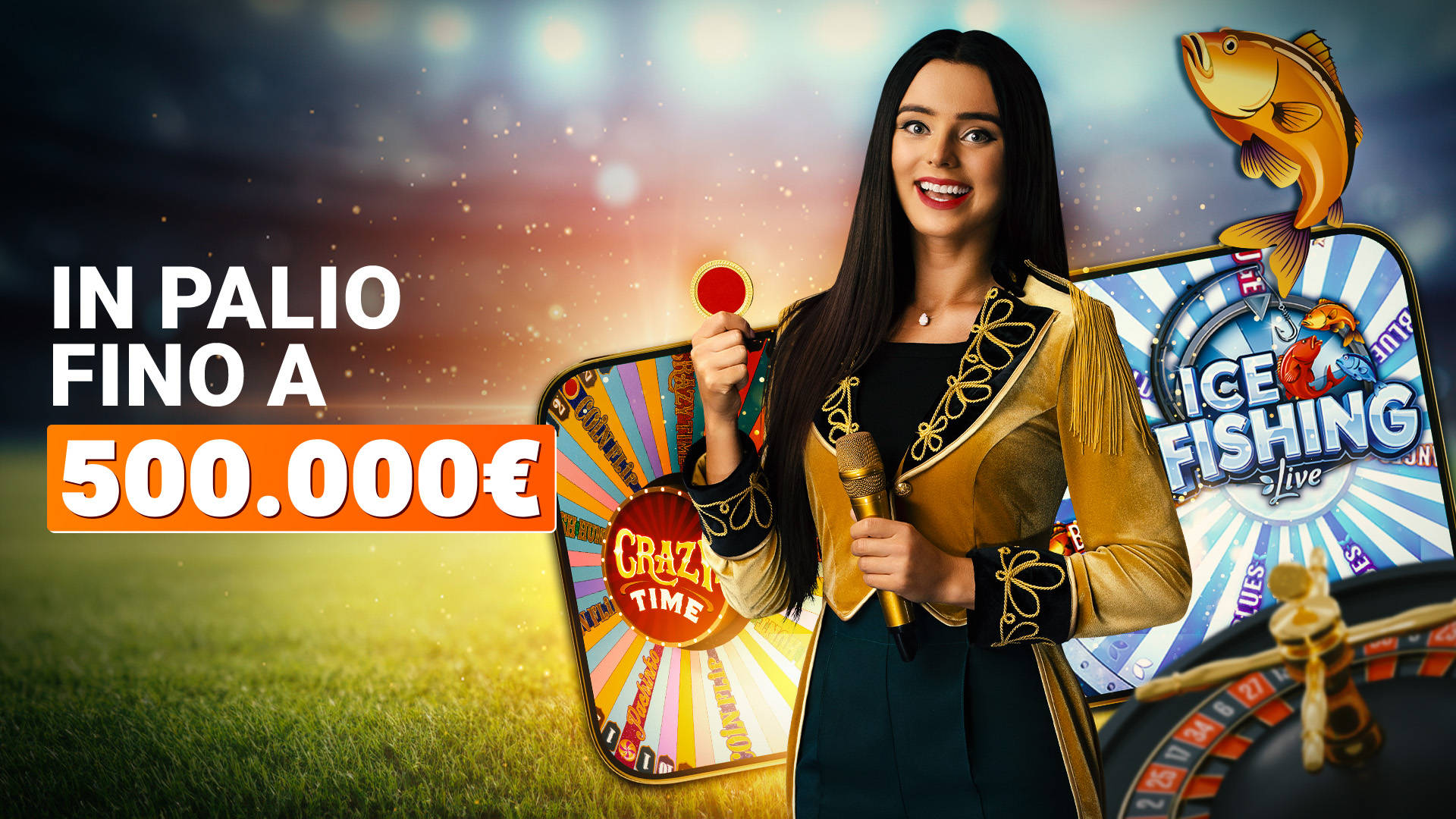 In palio fino a 50 0.000€ con giochi da casinò come Crazy Time e Ice Fishing Live.