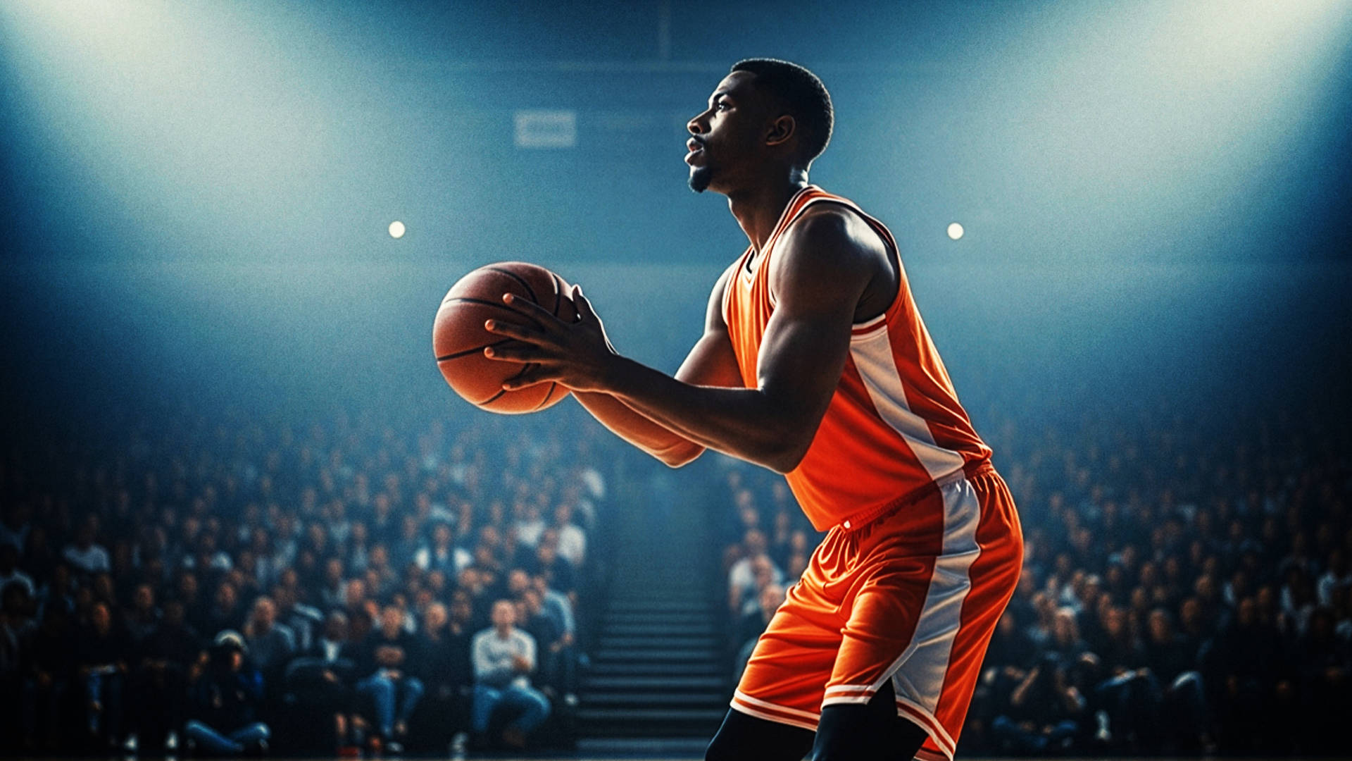 basketball player preparing to take a shot