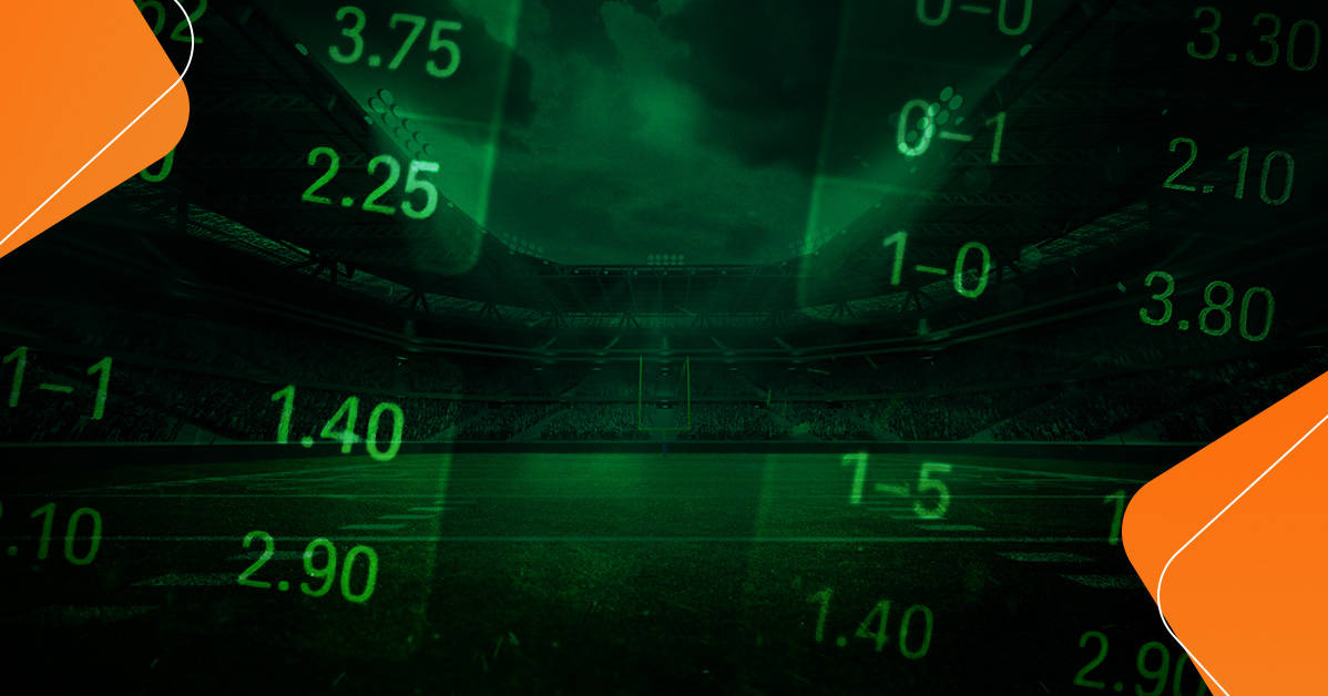 decimal odds overlayed across an american football pitch