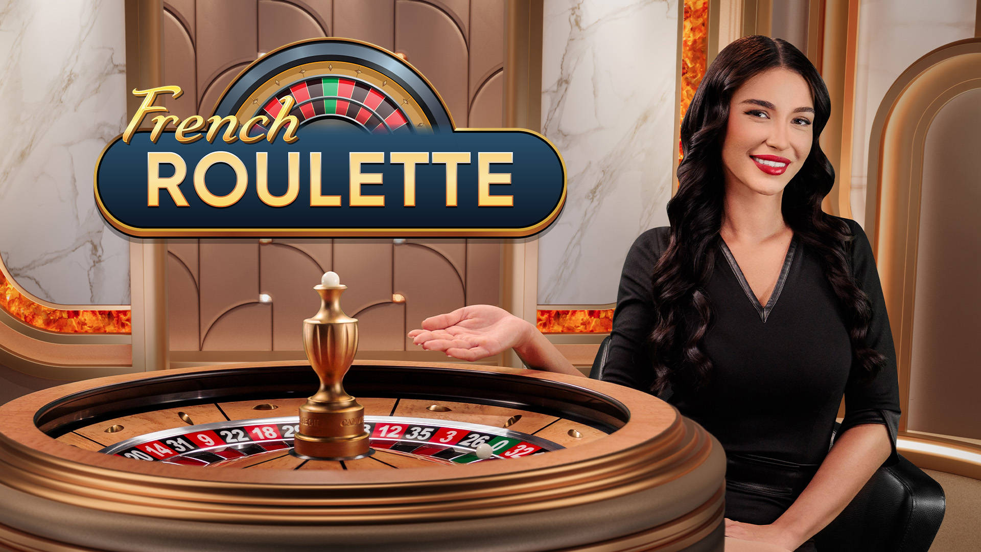 live dealer hosting and showcasing a French roulette game