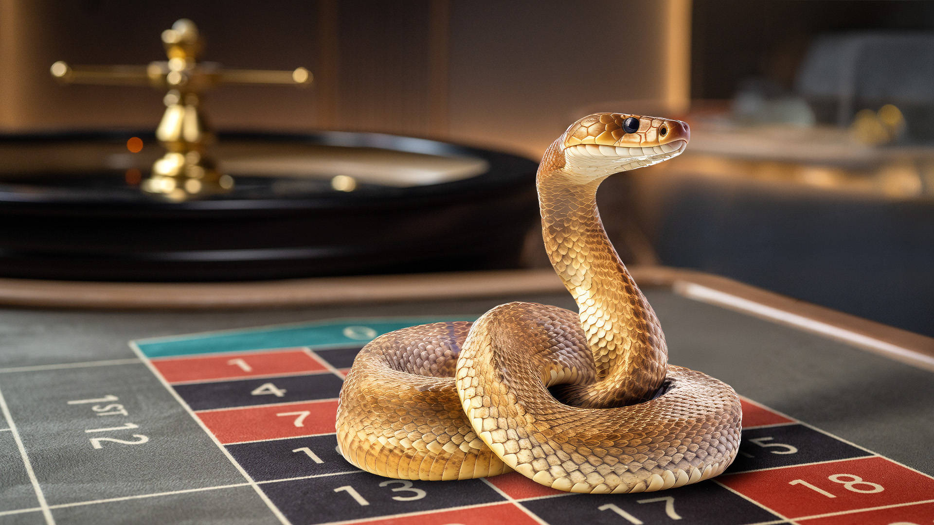snake positioned on a roulette number board