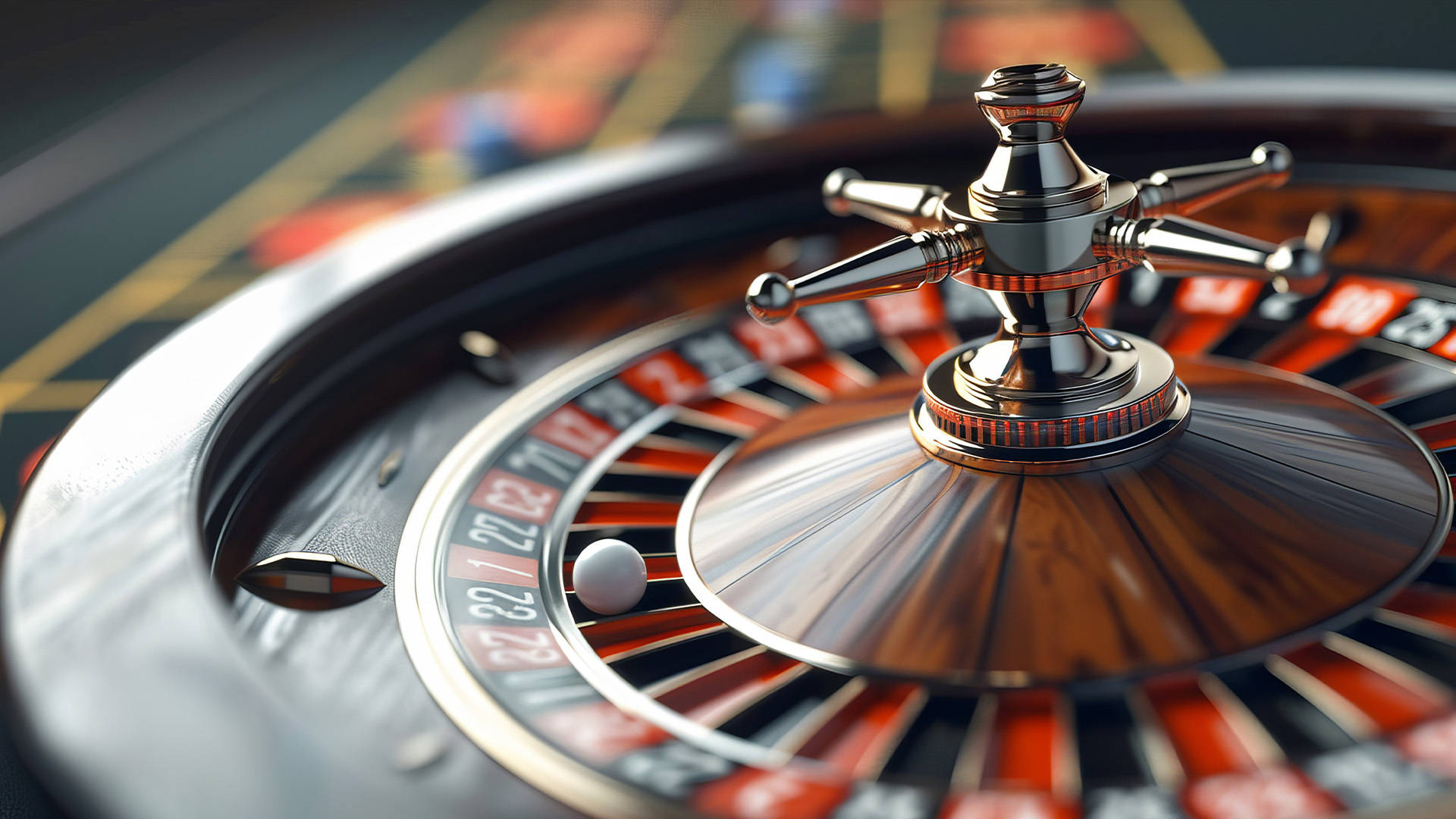 close up of a roulette wheel with the ball sitting in the black pocket