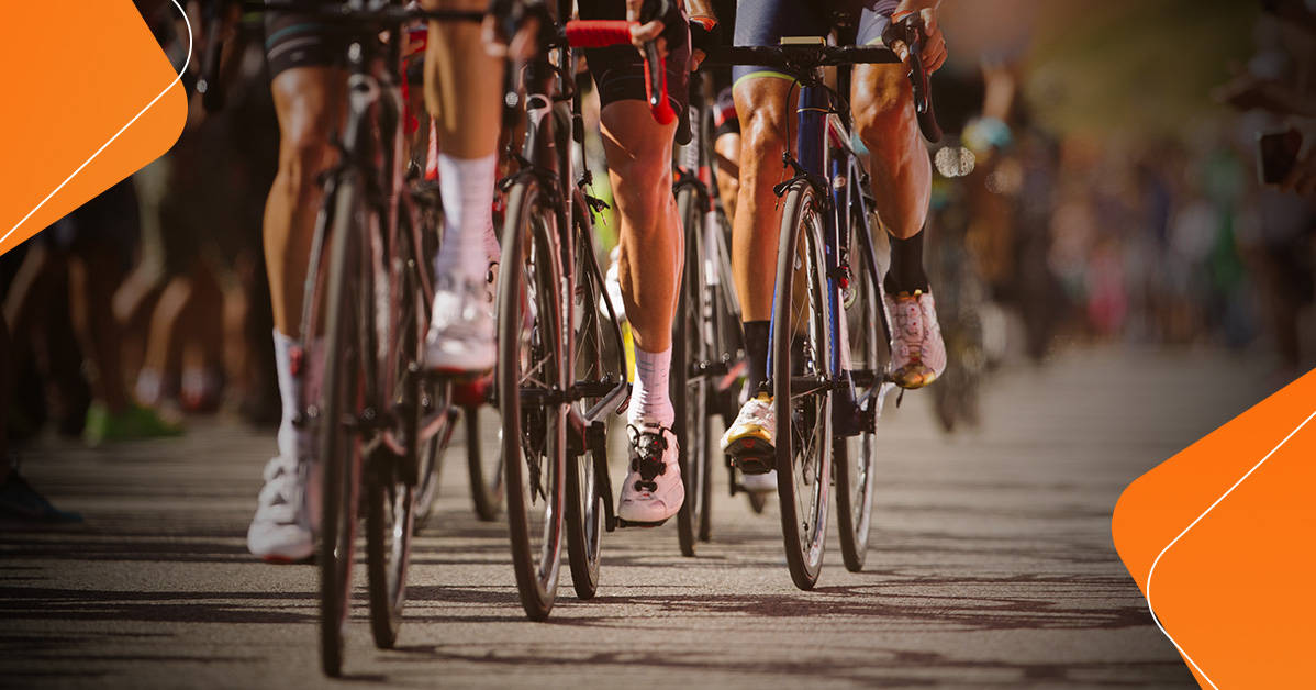 line of cyclists in a race