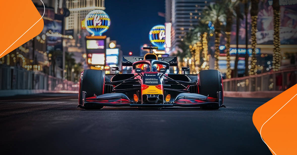 formula 1 car on the las vegas strip