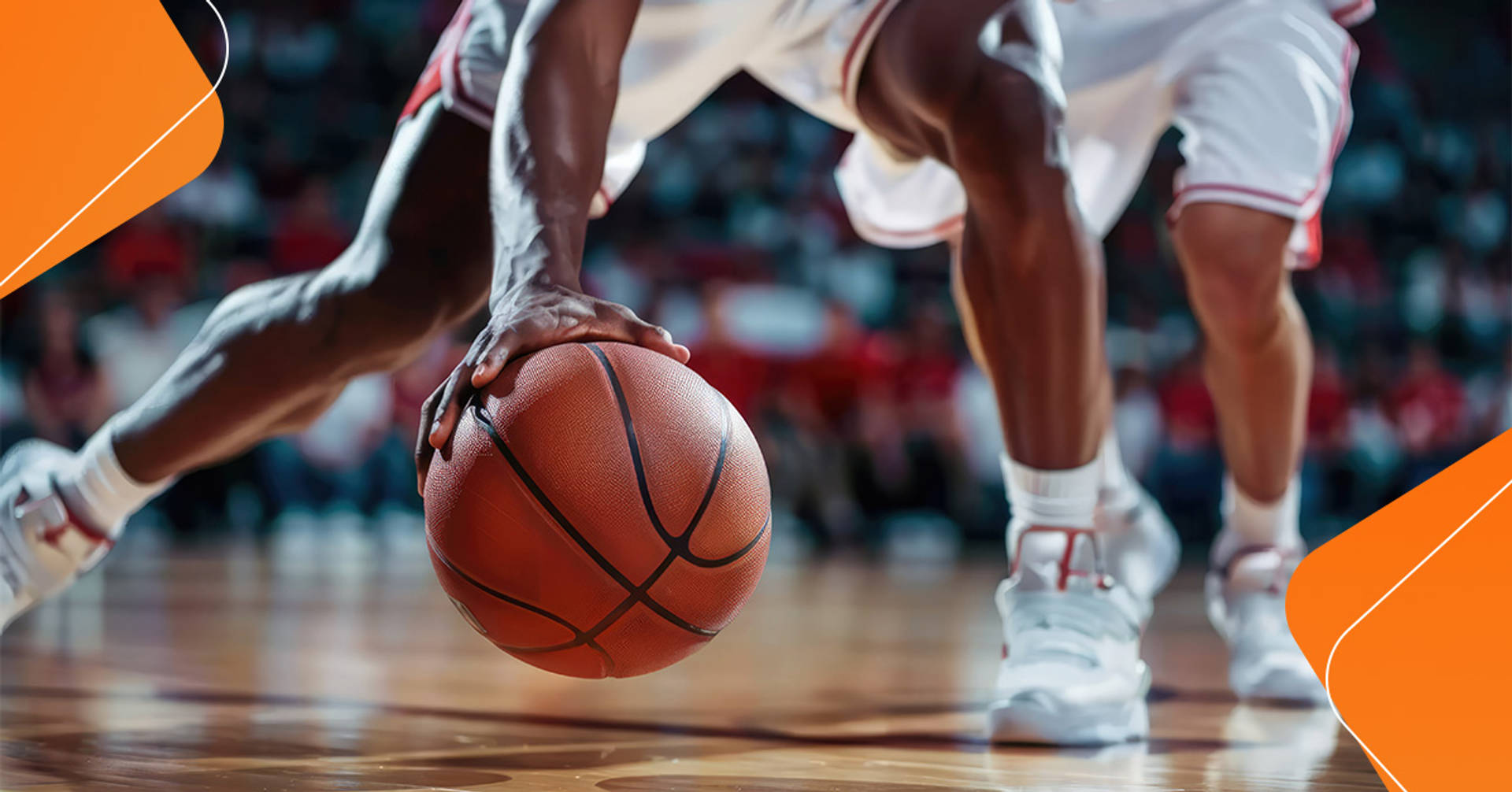 basketball player dribbling ball close to the court