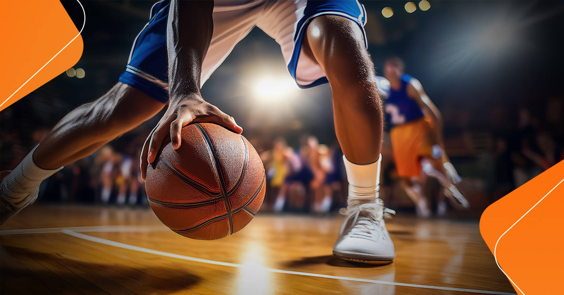 basketball player dribbling ball low to the ground