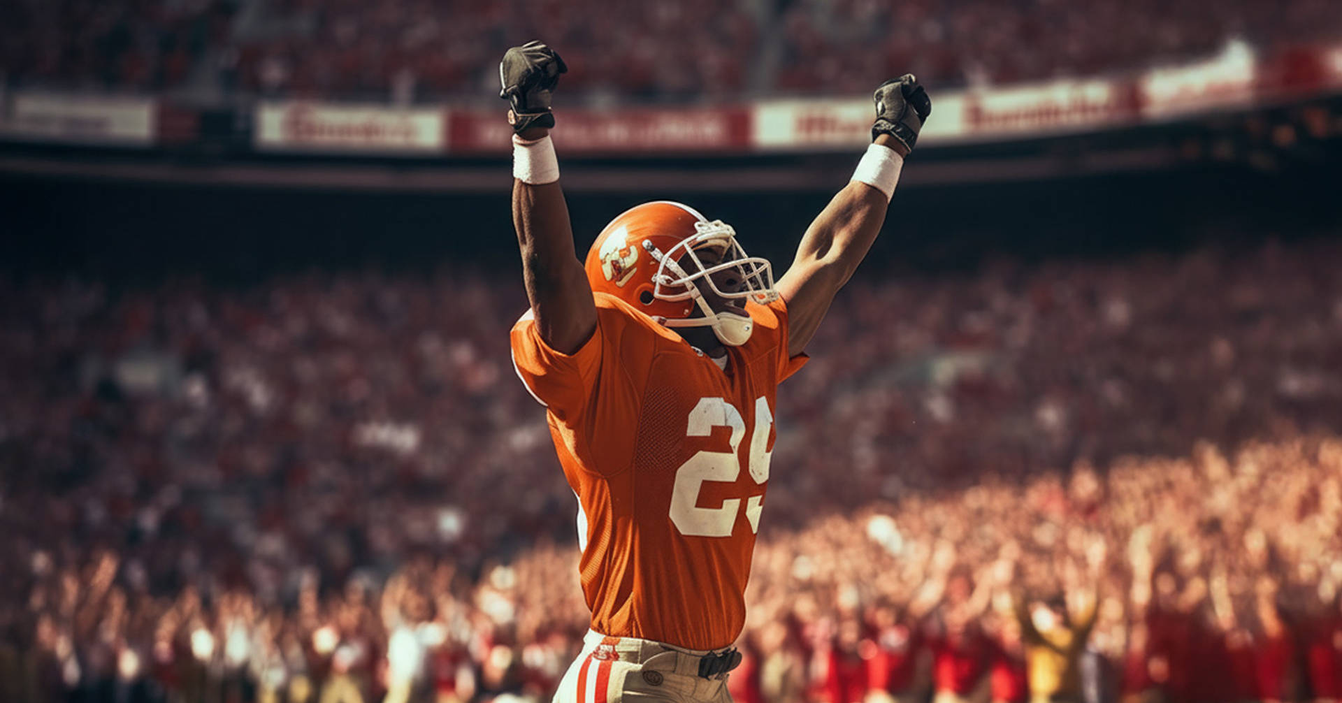 player celebrating with his arms stretched out above him