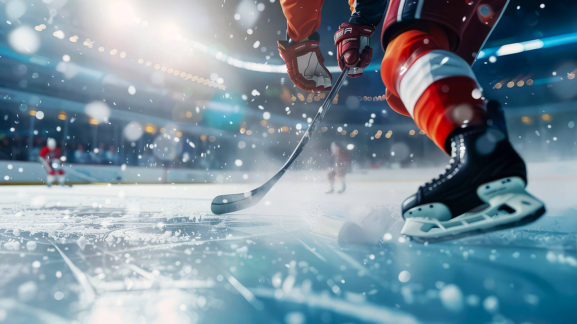 hockey player skating across the ice