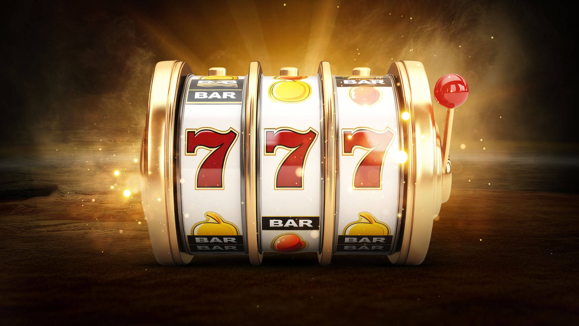 retro 3 reel design displaying three lucky seven symbols