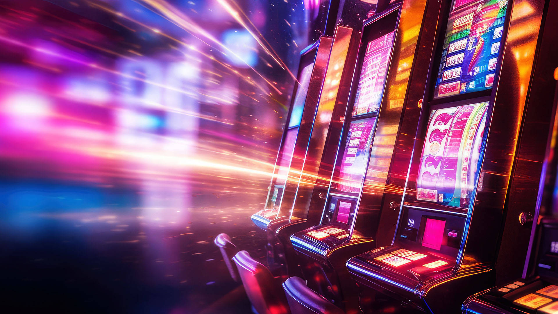 land based slot machines bursting with lights from the screen