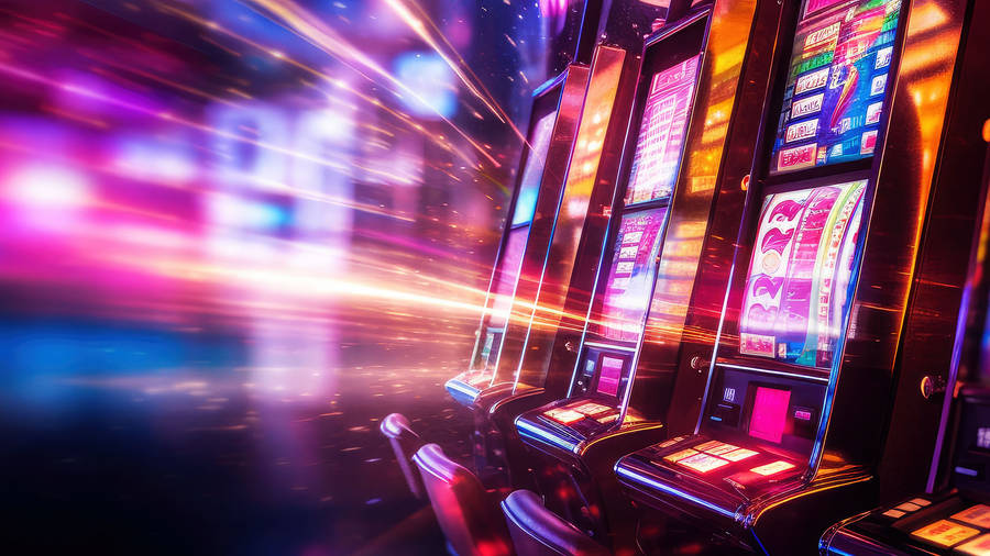land based slot machines bursting with lights from the screens