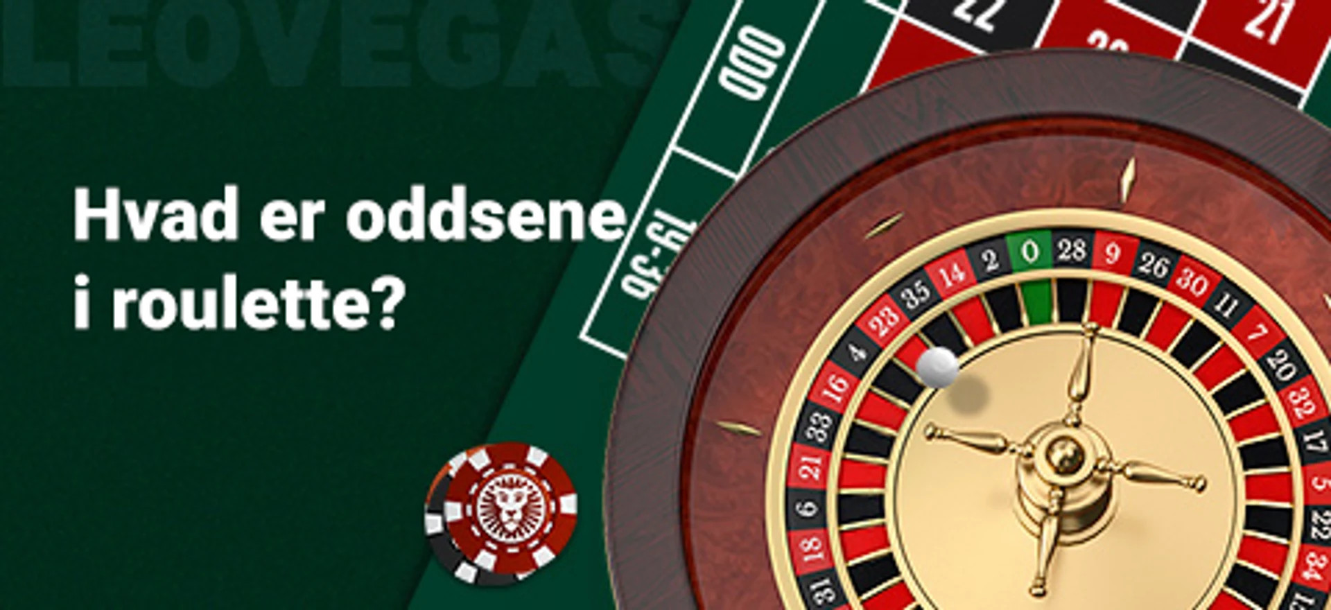Roulettehjul og jetoner med tekst: Hvad er oddsene i roulette?