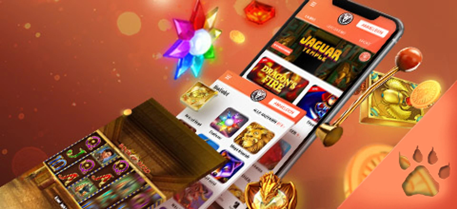 Mobilvisning af spillemaskiner med farverige symboler og jackpots