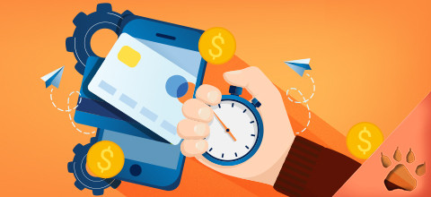 Kuvituskuva, jossa on kuvattu nopea ja tehokas mobiilimaksu