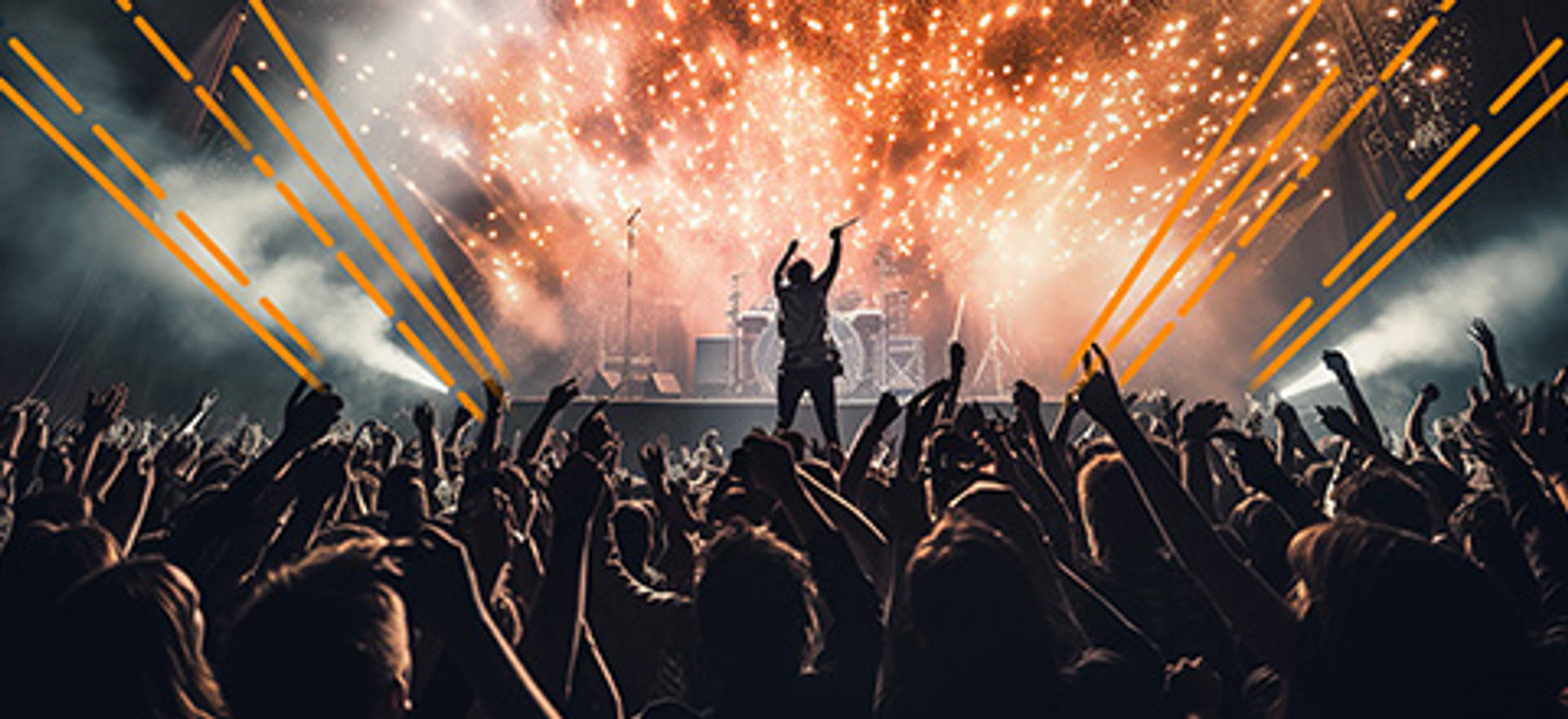 Live musiikin esitys bandin ja hurraavien fanien kanssa