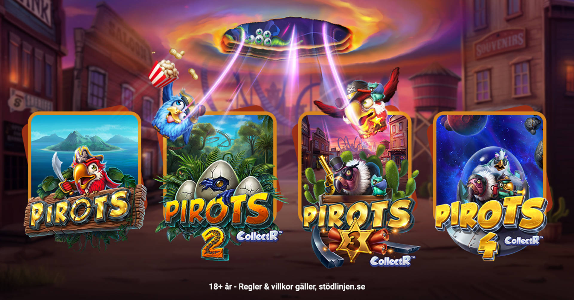 Omslagsbilder för spelautomaten Pirots 1 till 4