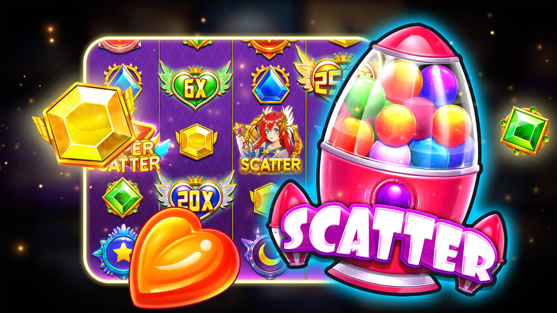 Spel med scattersymbol i form av en raket.