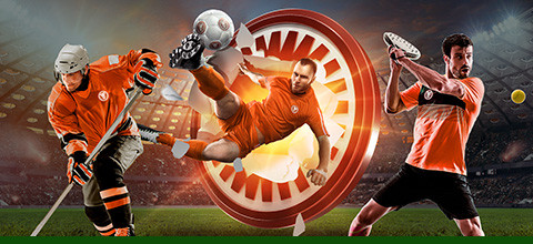 Speltips sportillustration med hockeyspelare, fotbollsspelare och tennisspelare.