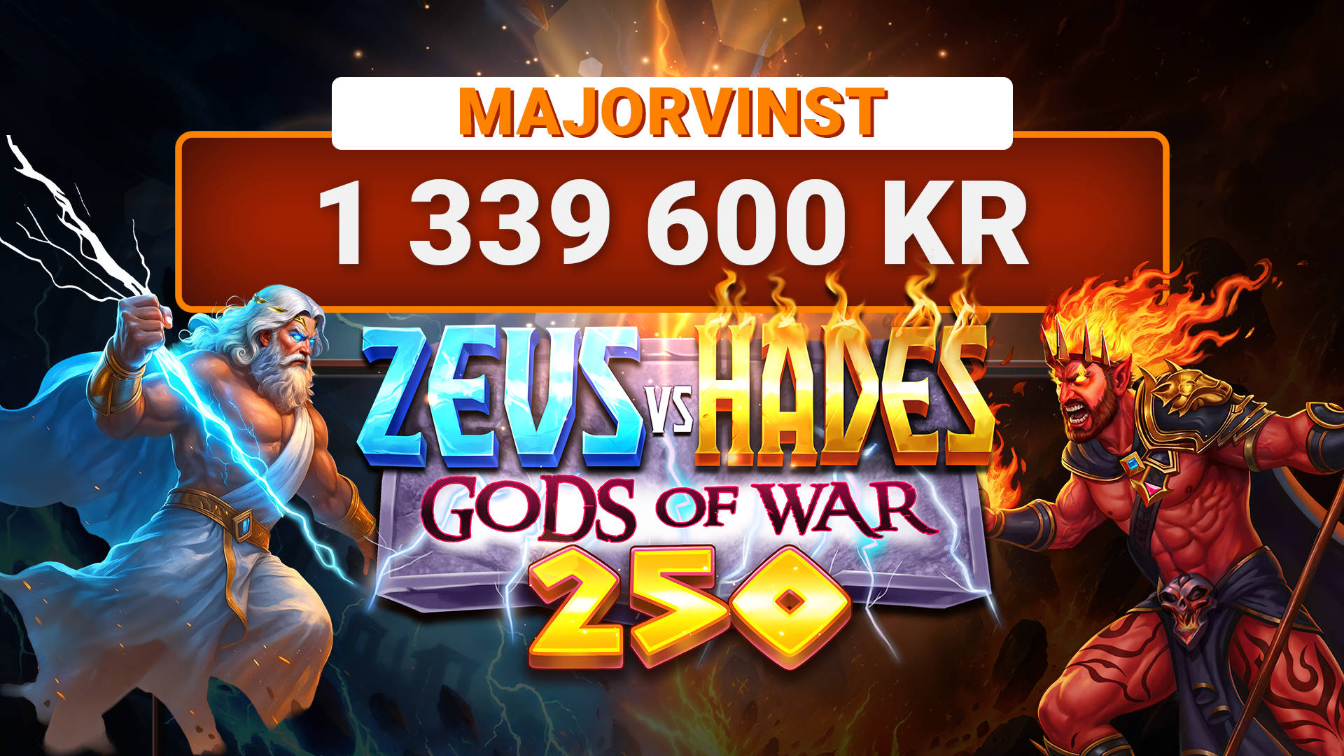 Storvinst på 1,3 miljoner kr i Zeus vs Hades – Gods of War 250.