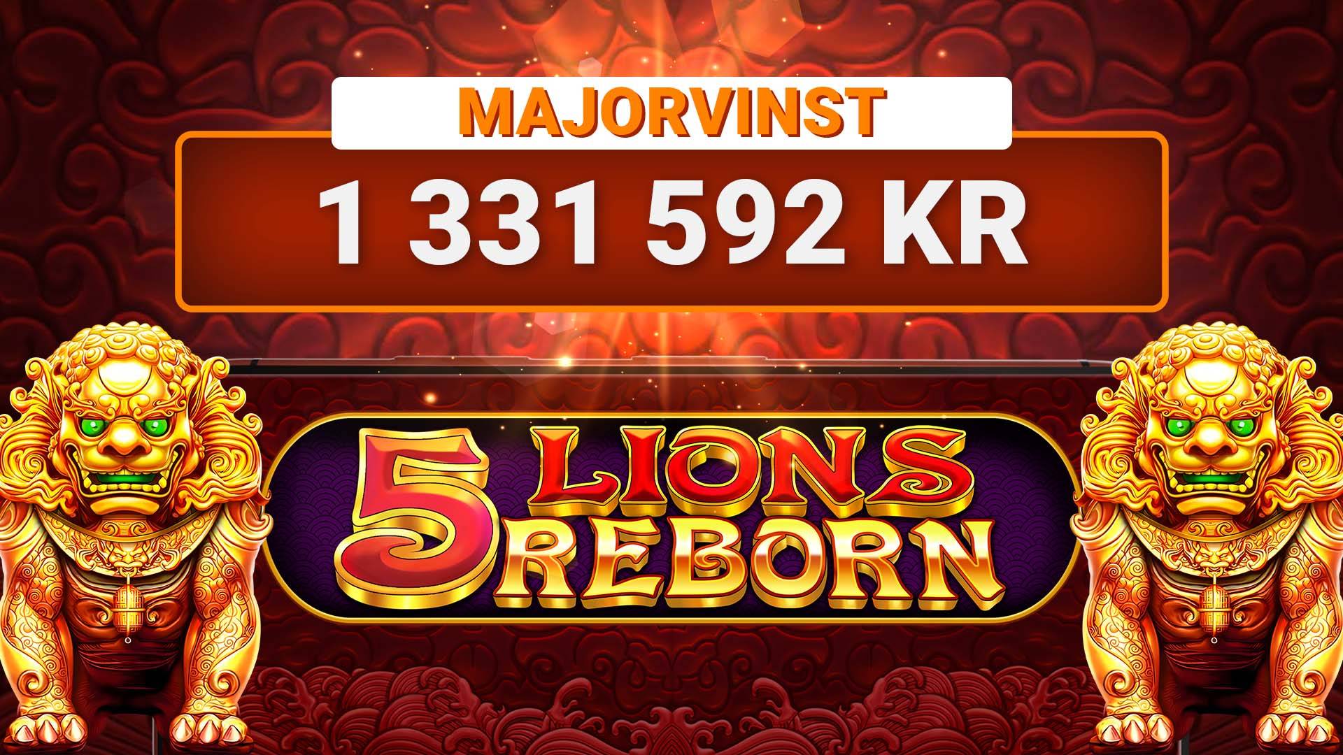 En spelare vann över 1,3 miljoner kronor med LeoJackpot i 5 Lions Reborn