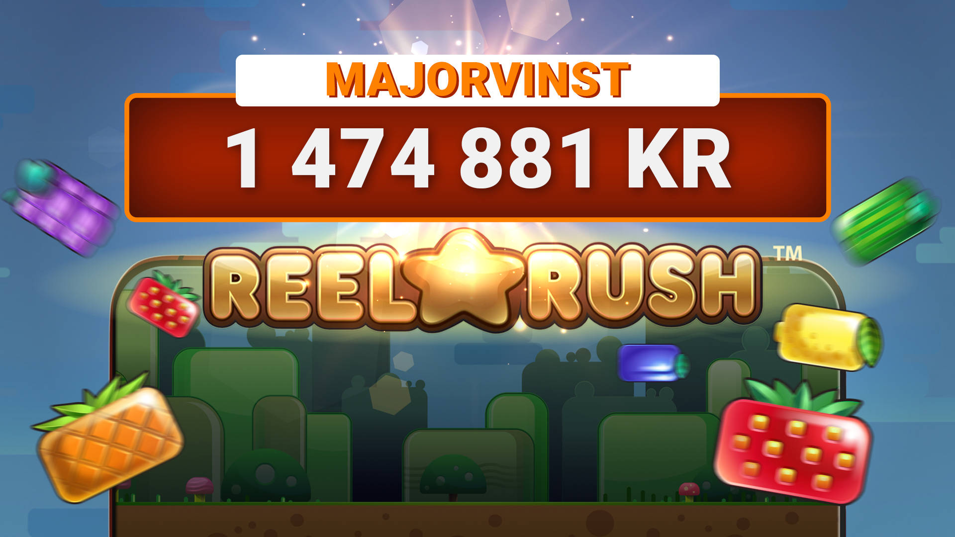 LeoJackpot Majorvinst på 1 474 881 kr i spelet Reel Rush.
