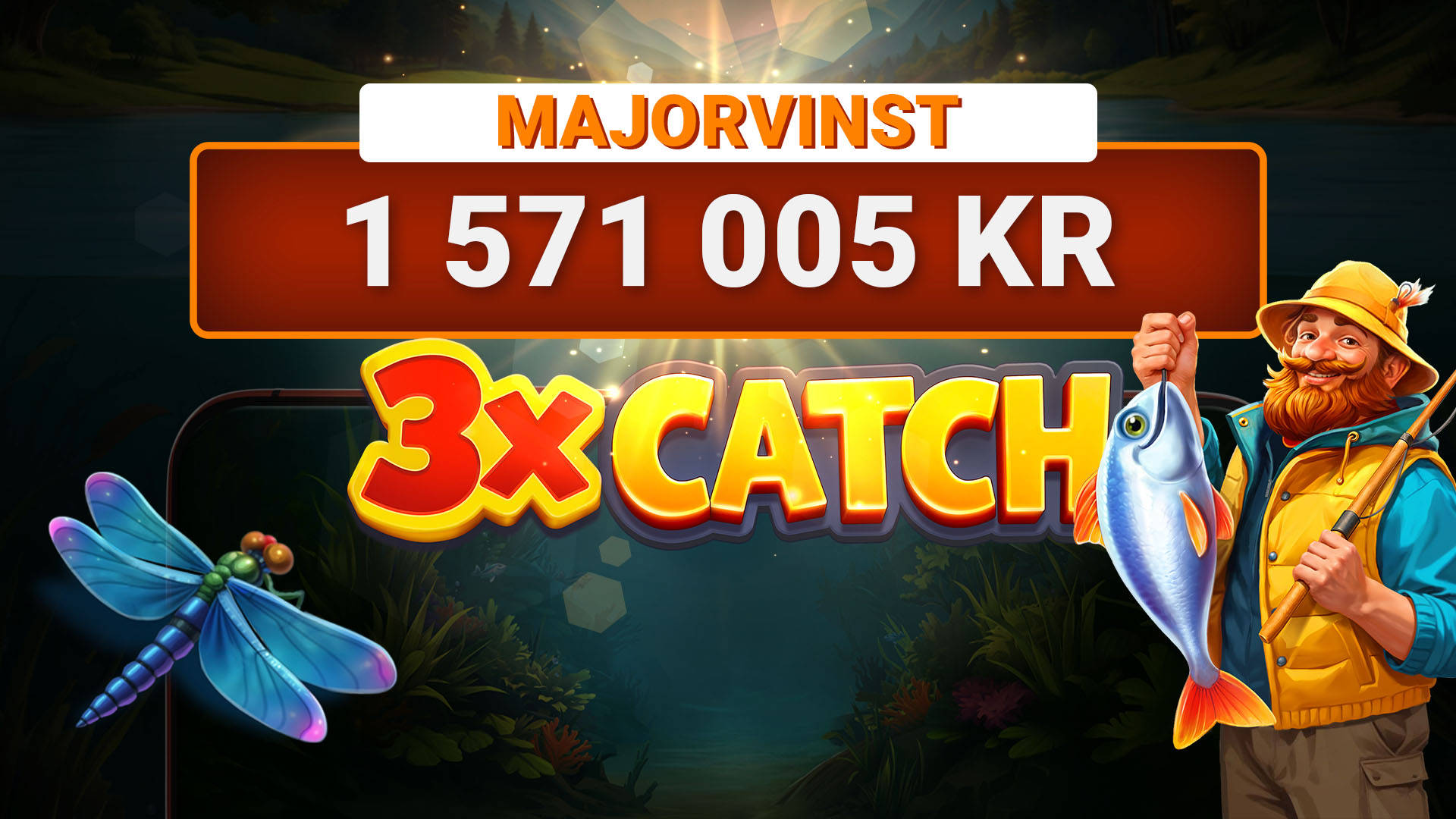 Major vinst på 1 571 005 kr i spelet 3x Catch.