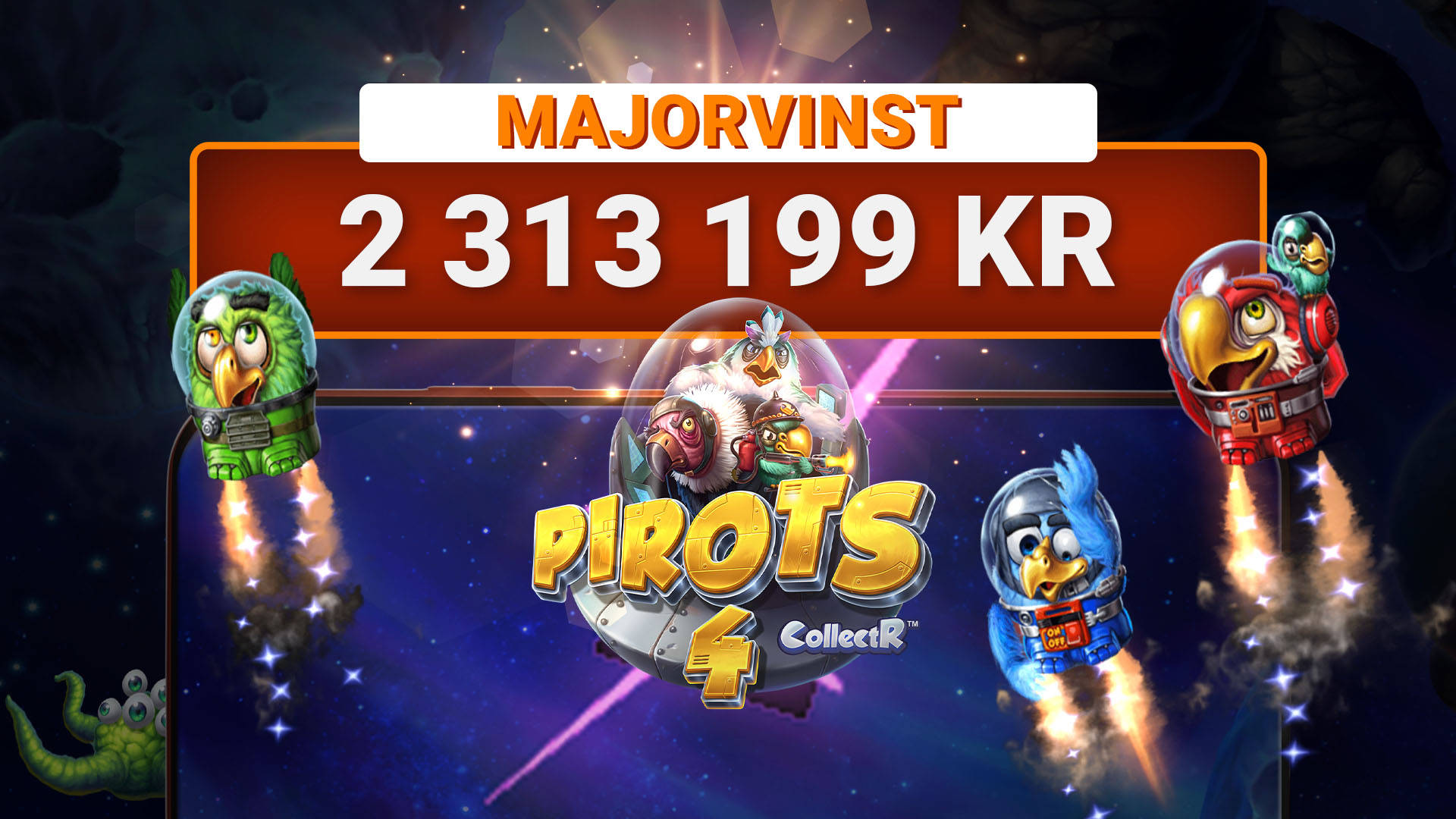 Leojackpot gav en MAJOR VINST på 2 313 199 kr, Pirots 4 slotspel.
