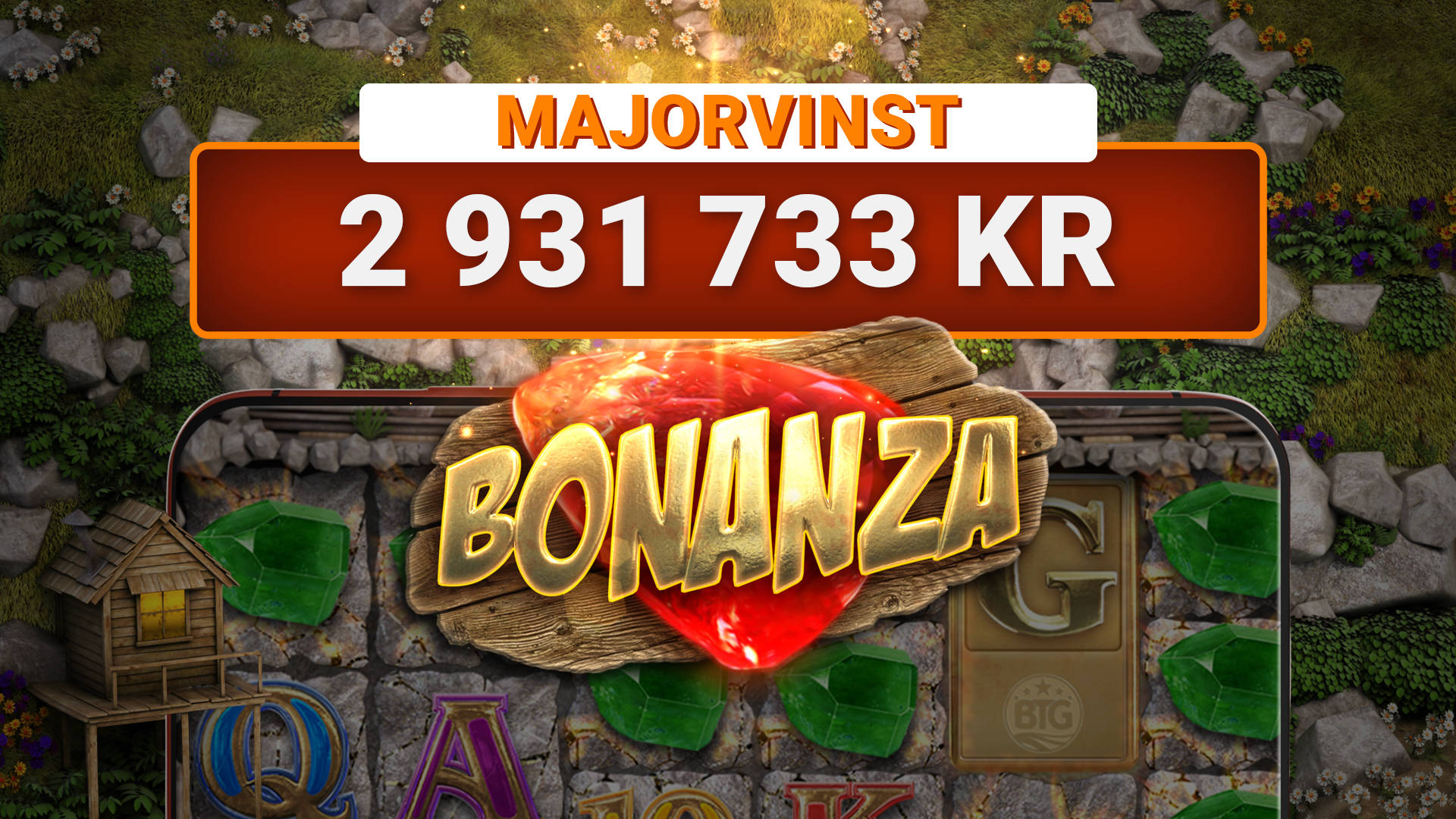 LeoJackpot Majorvinst på 2 931 733 kr i spelet Bonanza.
