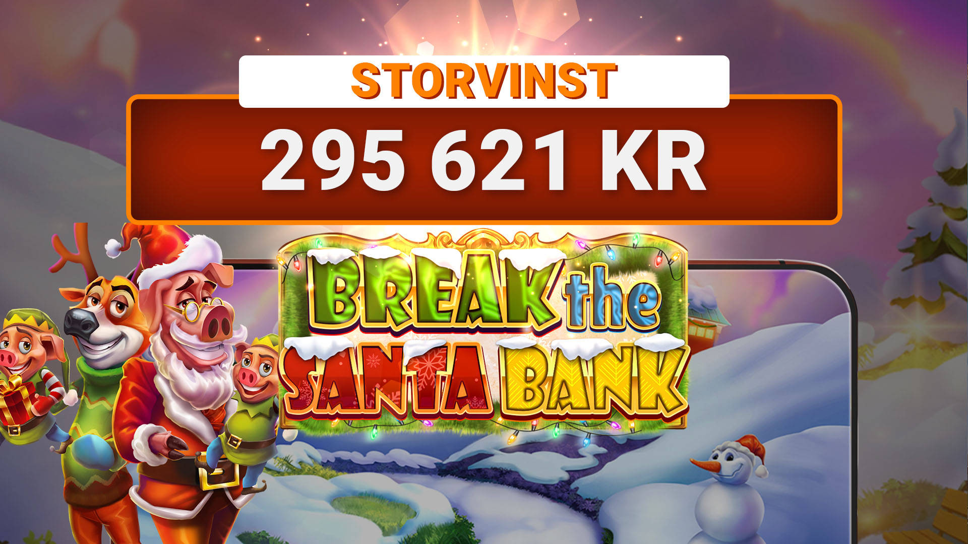Storvinst på 295 621 kr i Break the Santa Bank slotspel.