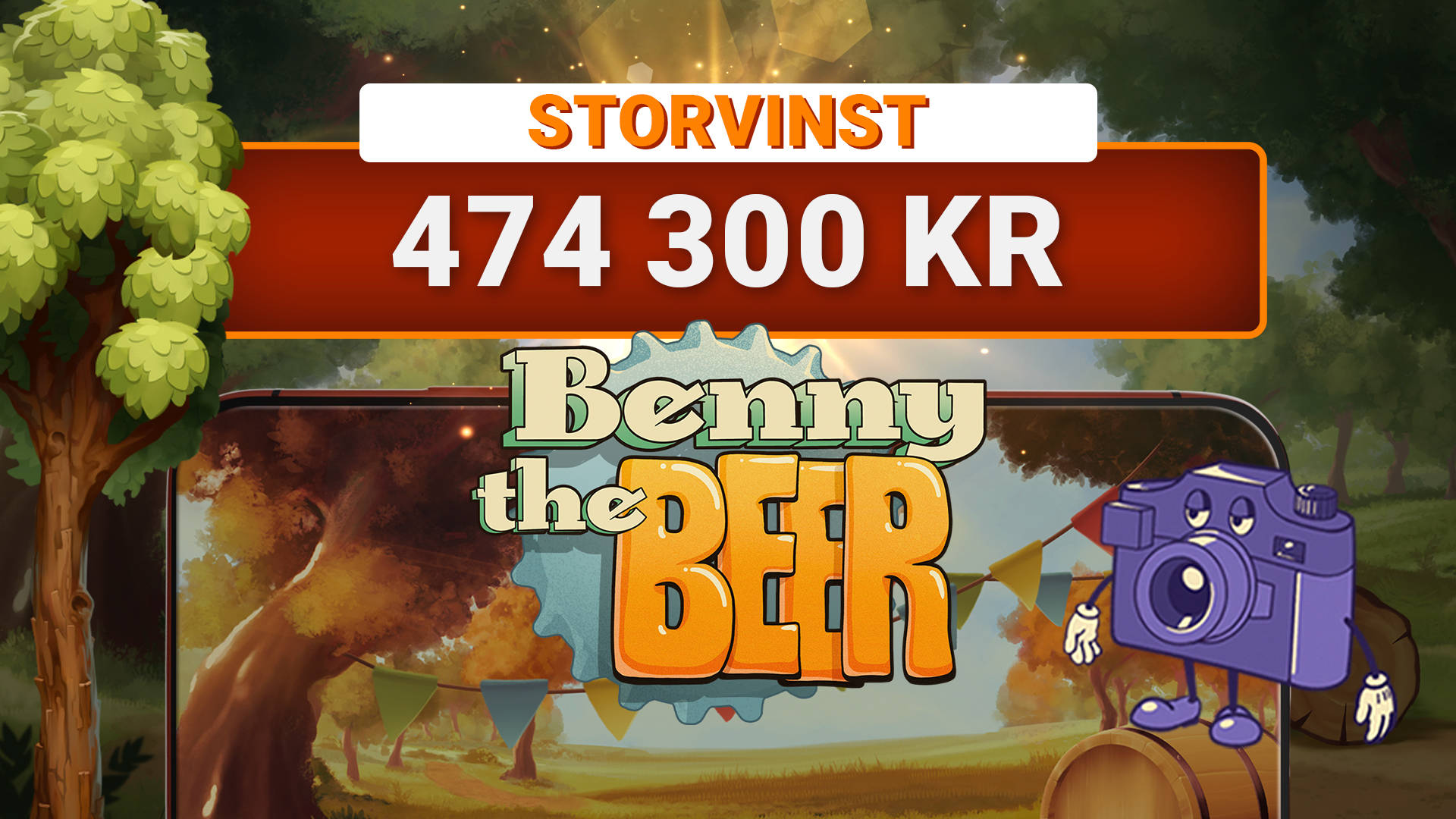 Storvinst på 474 300 kr i Benny the Beer slotspel.