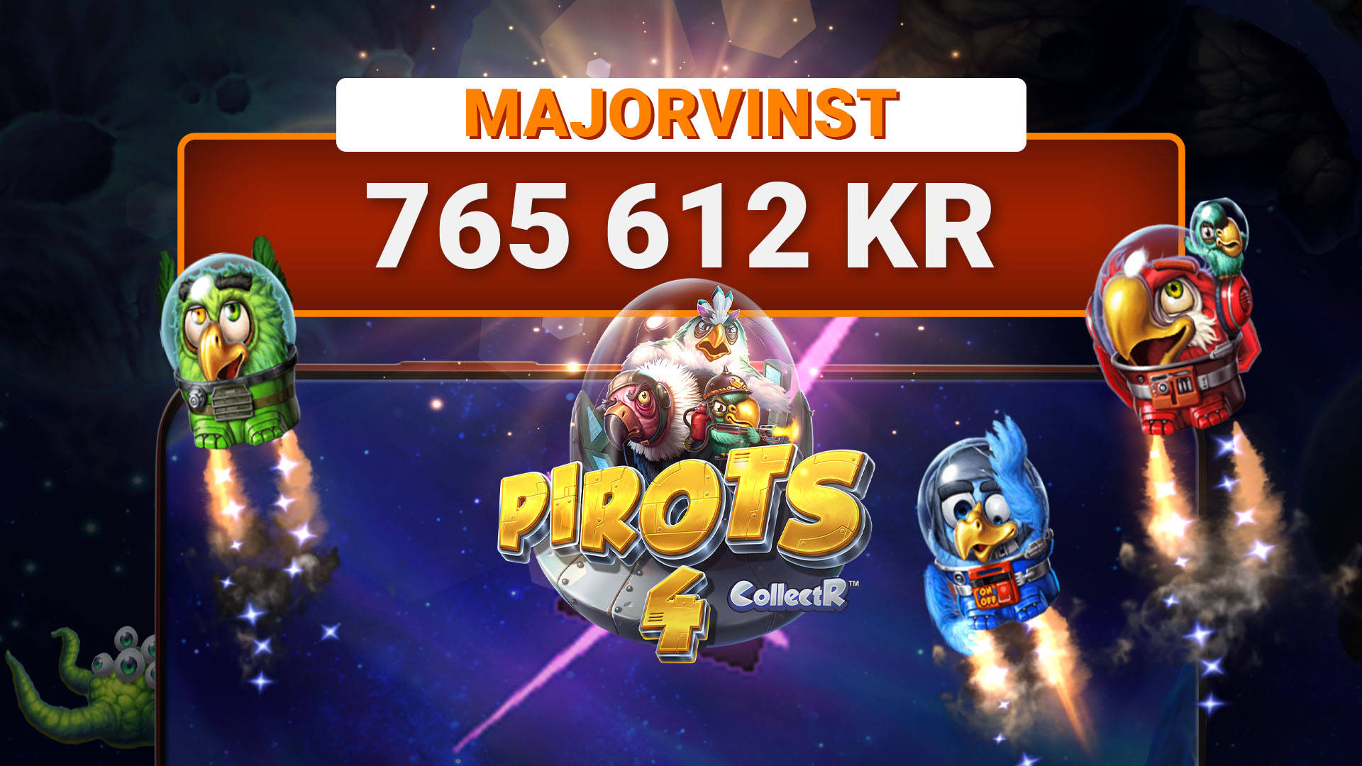 Leojackpot majorvinst på 765 612 kr i spelet Pirots 4.