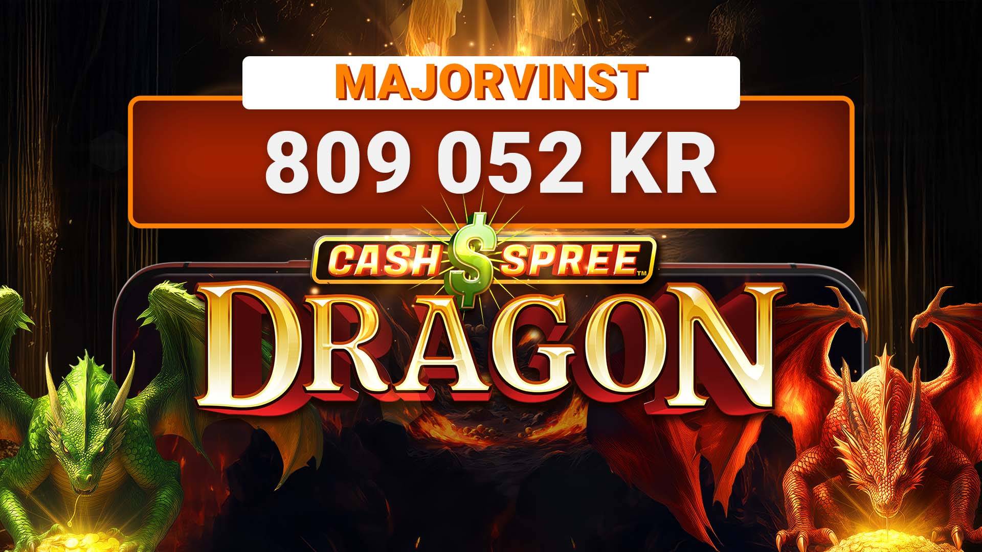 Storvinst på 809 052 kr i spelet Cash Spree Dragon.