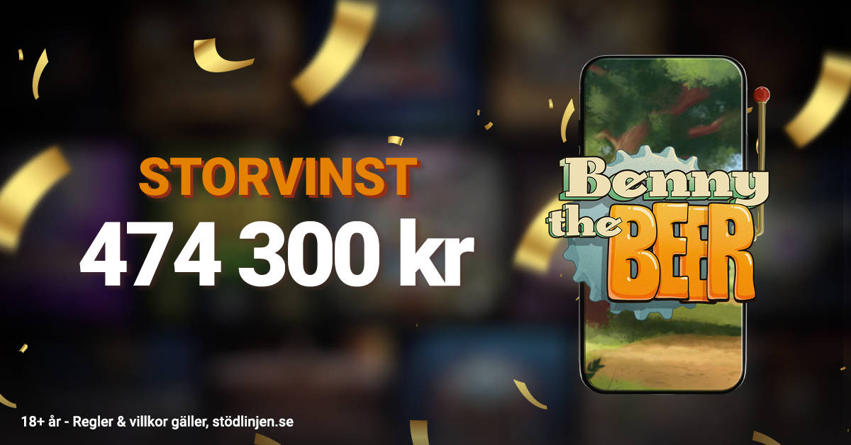 Storvinst på 474 300 kr i Benny the Beer slotspel.