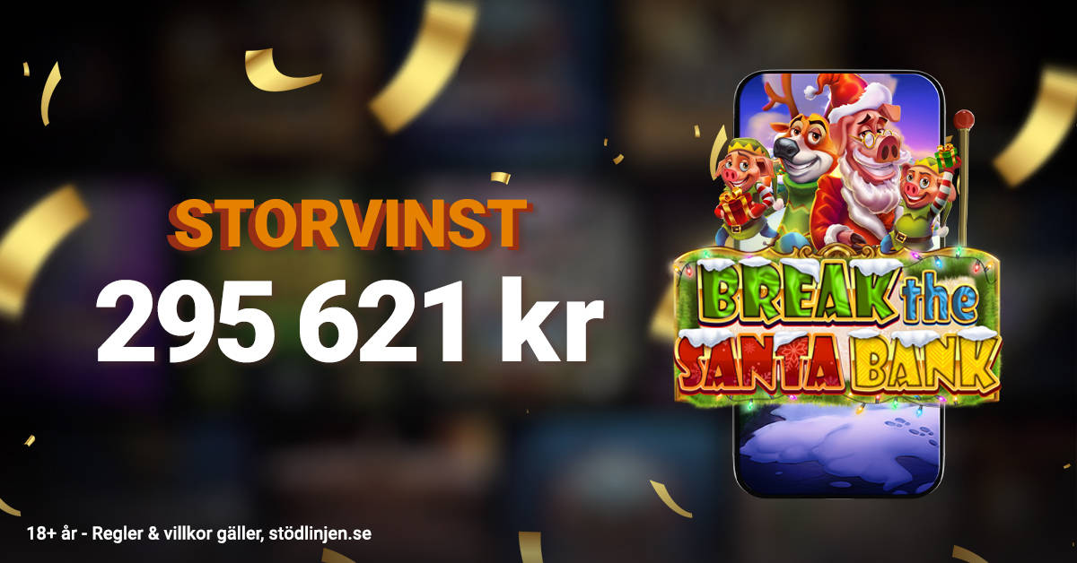 Storvinst på 295 621 kr i Break the Santa Bank slotspel.