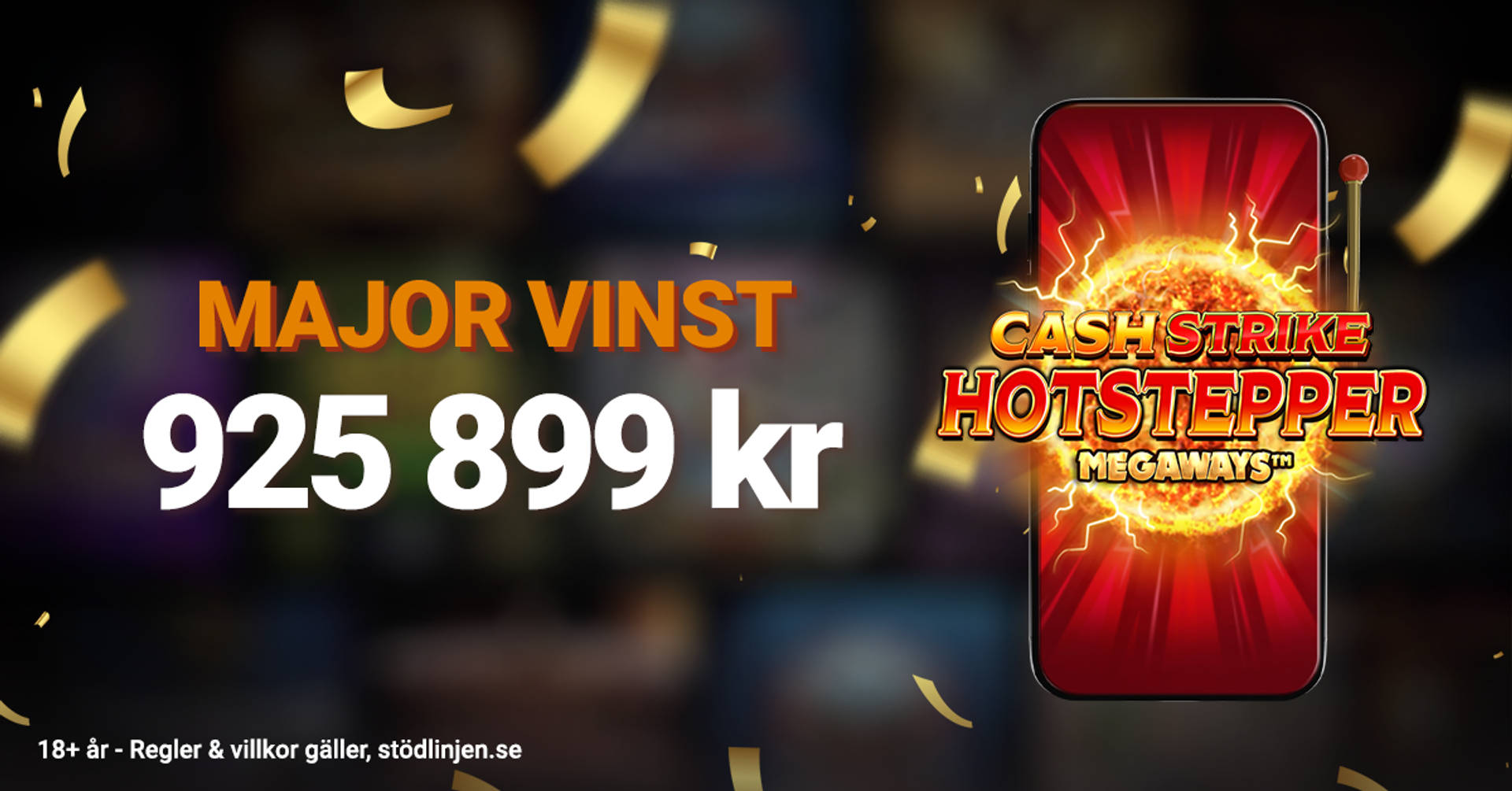Leojackpot vinst på 925 899 kr i spelet Cash Strike Hotstepper MEGAWAYS.