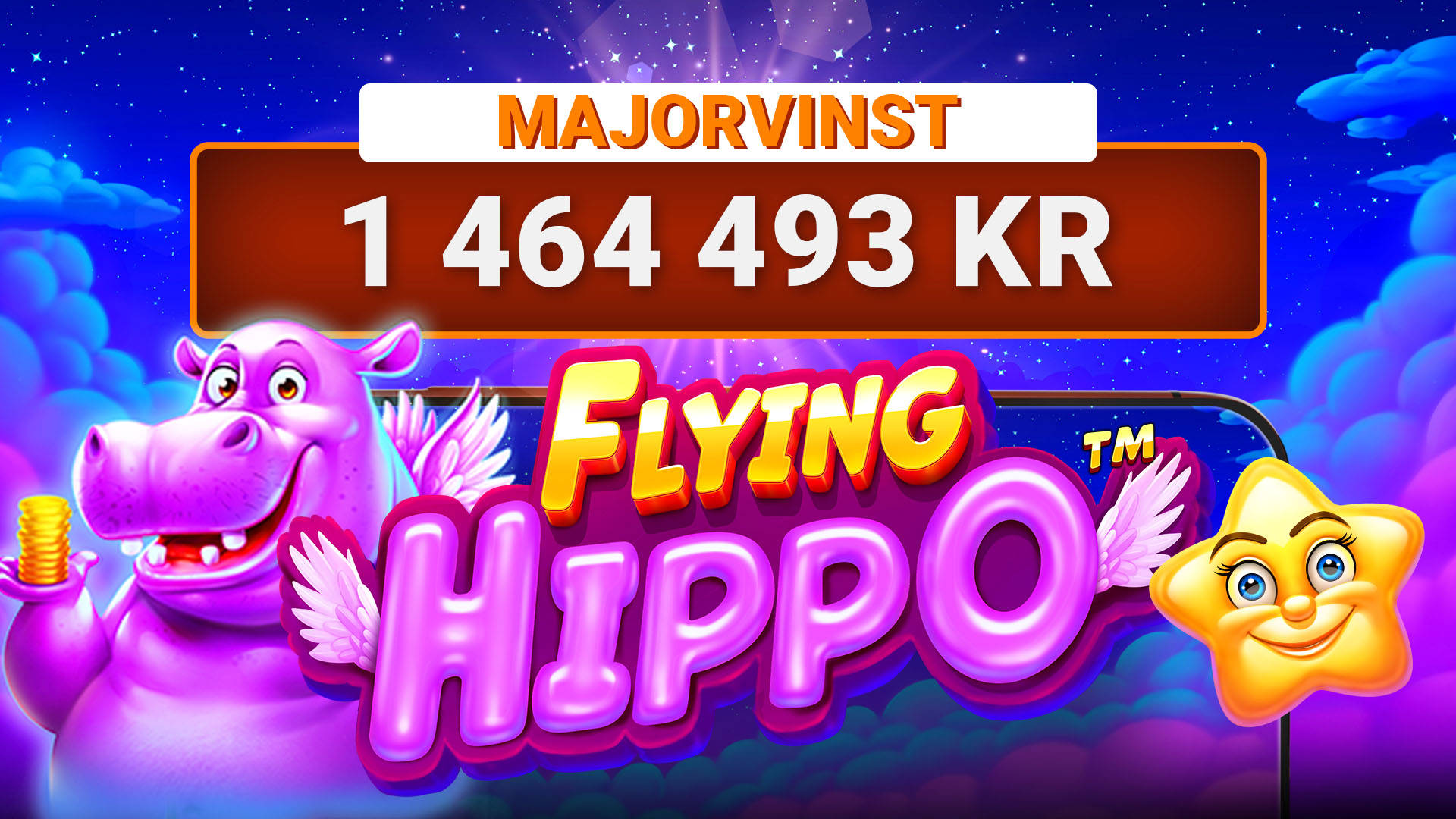 Miljonvinst med LeoJackpot – Över 1,4 miljoner kr i Flying Hippo.