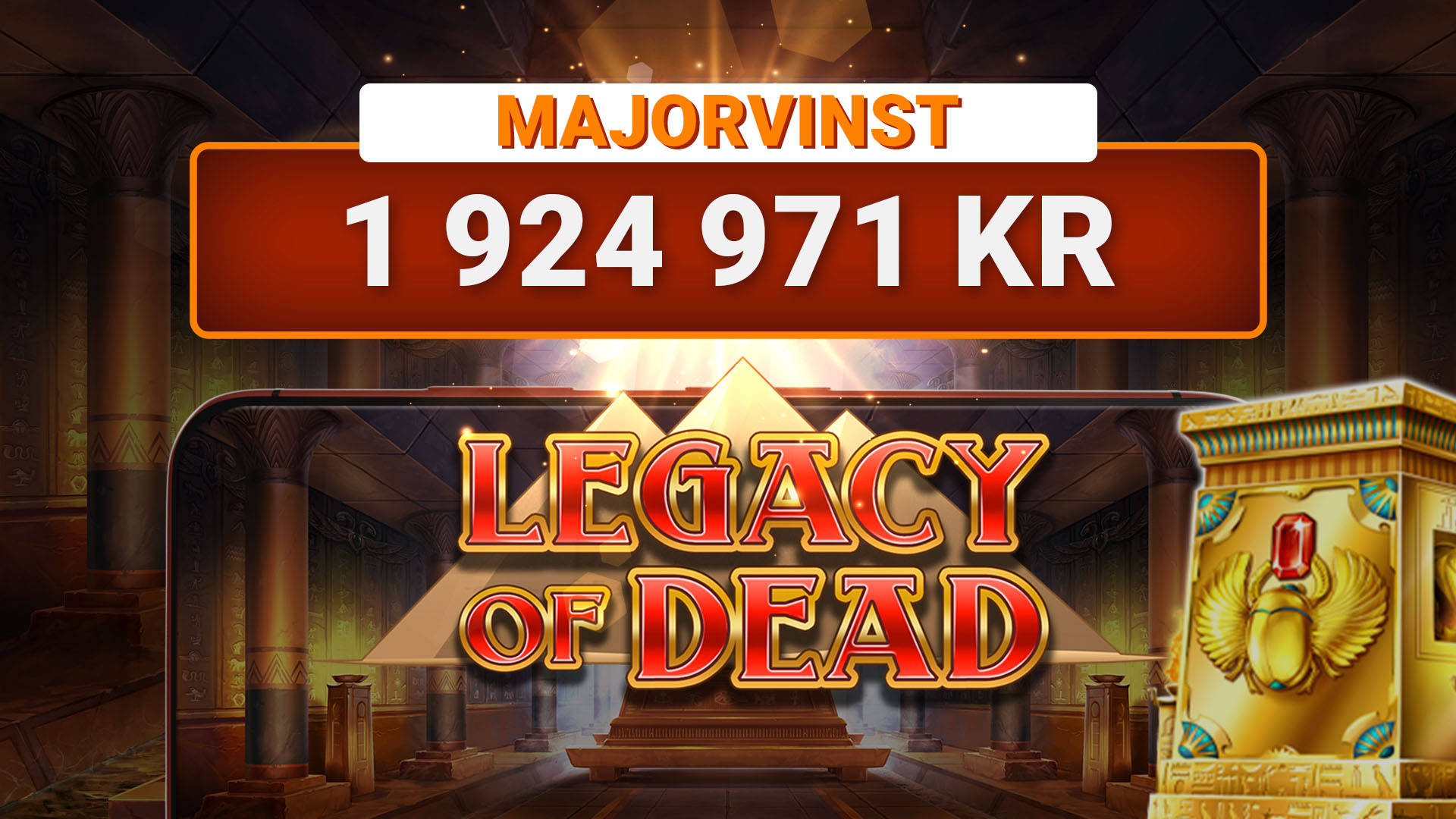 Storvinst på 1 924 971 kr i spelet Legacy of Dead.
