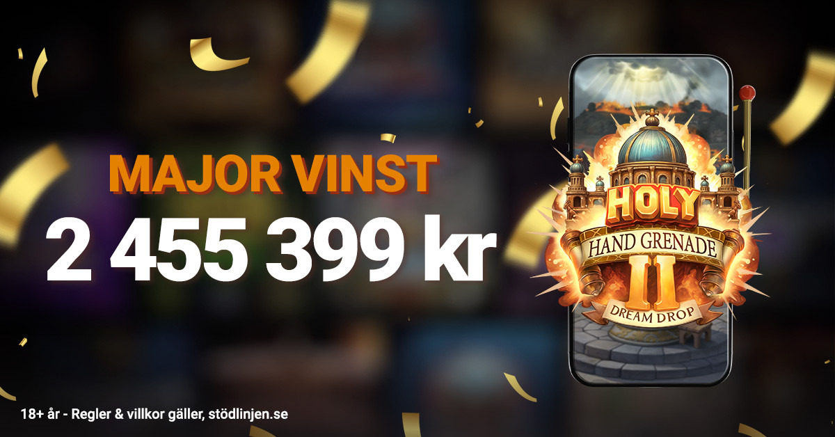 Leojackpot vinst på 2 455 399 kr i Holy Hand Grenade 2 Dream Drop.