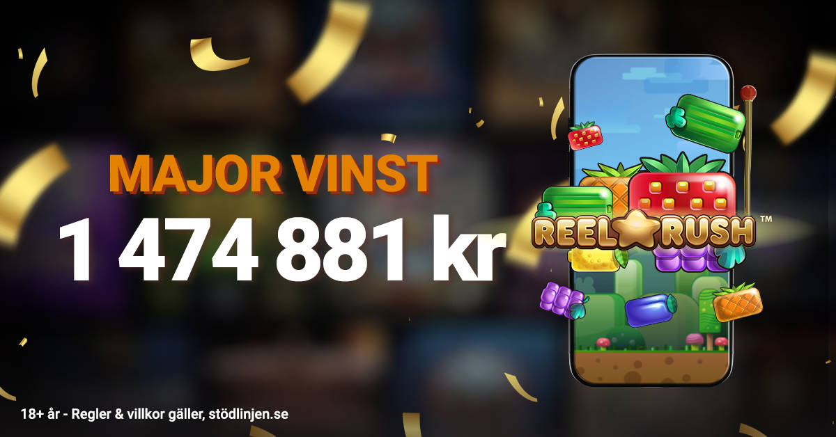 LeoJackpot Majorvinst på 1 474 881 kr i spelet Reel Rush.